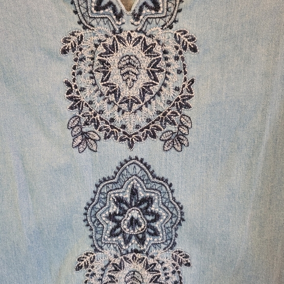 Westport Embroidered Denim Short Sleeve Dress - Picture 2 of 6